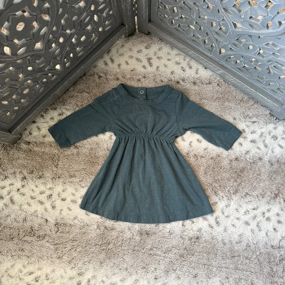 Kate Quinn blue long sleeve dress baby girls 3-6 months matching headband preppy